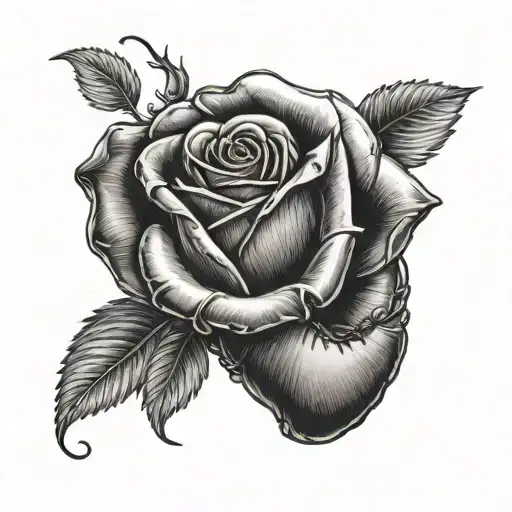 boxing glove leather rose  tattoo design idea