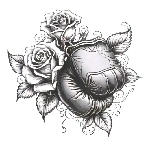 leather rose boxing glove transforming tattoo design idea
