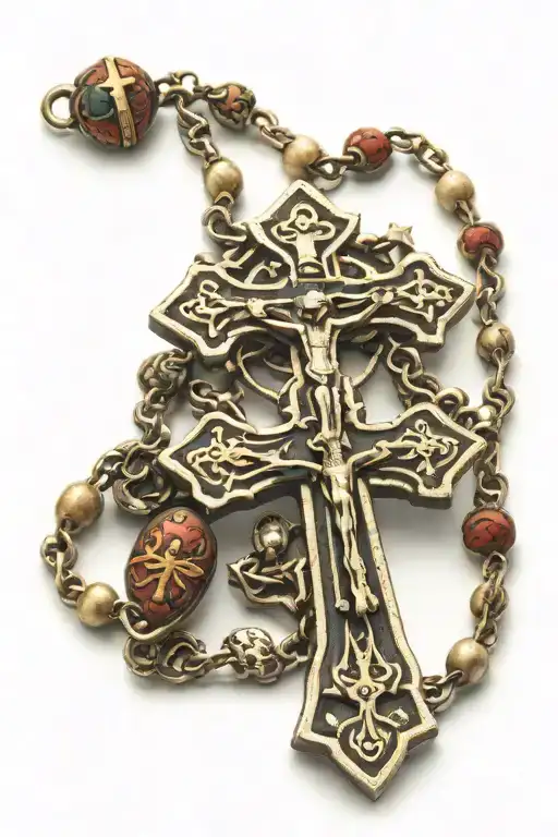 Catholic rosary with crucifix  tattoo design idea