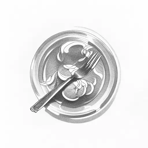 dinner roll with a fork stabbed through it tattoo design idea