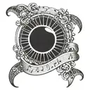 solar eclipse with music notes tattoo design idea