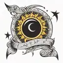 solar eclipse with music notes tattoo design idea