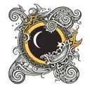 solar eclipse with music notes tattoo design idea