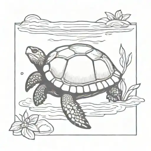a turtle swimming in a pond in a mans crack pipe on top of the local walmart tattoo design idea