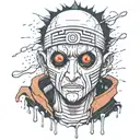obito crying with broken mask surrounded my rain falling tattoo design idea
