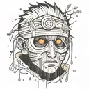 obito crying with broken mask surrounded my rain falling tattoo design idea