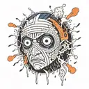obito crying with broken mask surrounded my rain falling tattoo design idea