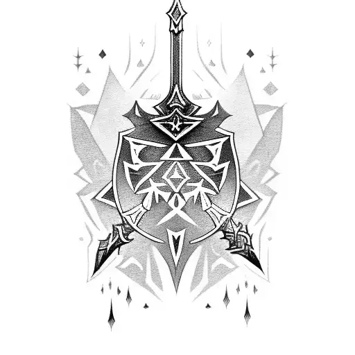 Zelda: Tears of the Kingdom Master Sword design Black and red  tattoo design idea