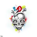 heart with face tattoo design idea