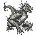 dragon fighter ninja tattoo design idea