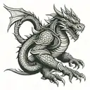 dragon fighter ninja tattoo design idea