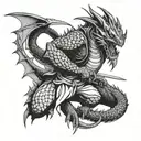 dragon fighter ninja tattoo design idea