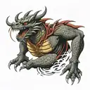 dragon fighter ninja tattoo design idea