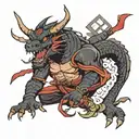 dragon fighter ninja tattoo design idea