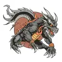 dragon fighter ninja tattoo design idea