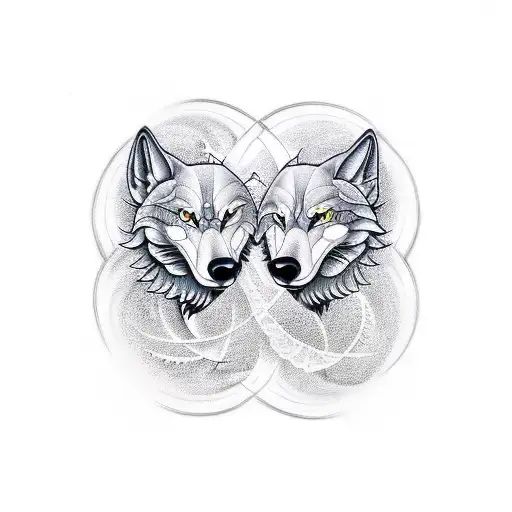 Yin and Yang wolves tattoo design idea
