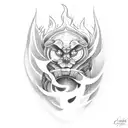 coffine with fire tattoo design idea