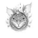 coffine with fire tattoo design idea