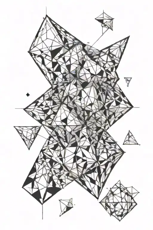 a geometric sleeve that starts as 2-d triangles that merge to squares that become 3-d cubes and more complex as it goes tattoo design idea