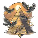 Birds and Amon RA pyramide Sonnenuntergang tattoo design idea