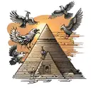 Birds and Amon RA pyramide Sonnenuntergang tattoo design idea