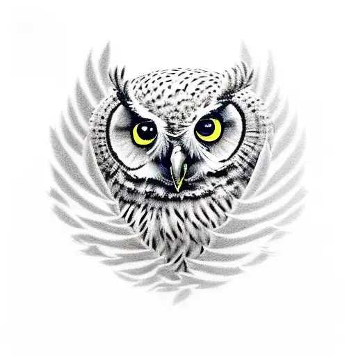 A realistic depiction of an owl wearing military camouflage, representing intelligence in the military tattoo design idea