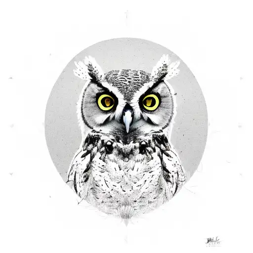 A realistic depiction of an owl wearing military camouflage, representing intelligence in the military tattoo design idea