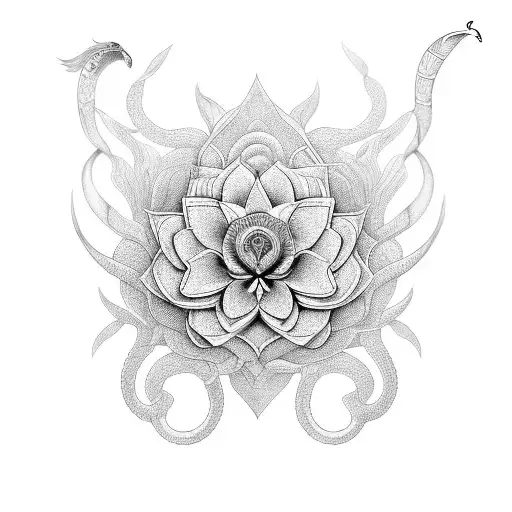 king cobra lotus flower tattoo design idea