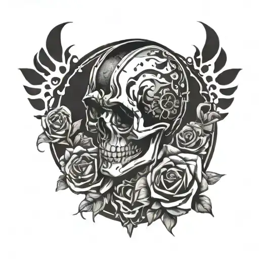 trash polka style tattoo design idea