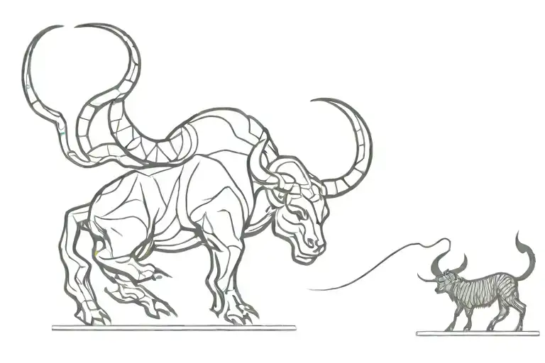 bull and scorpion and scale tattoo design idea