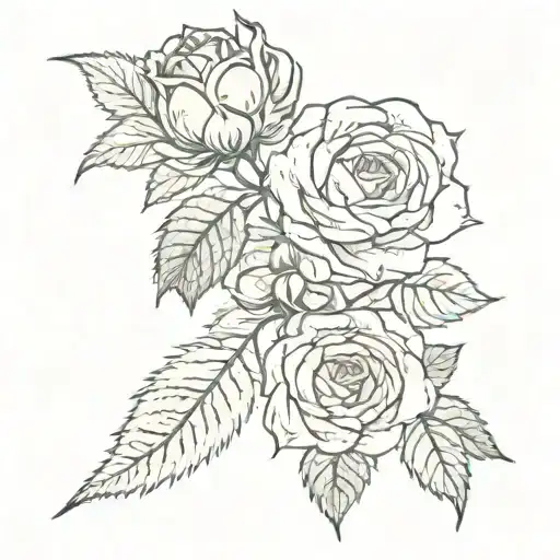 Yorkshire rose, hops vines with a needle and thread tattoo design idea