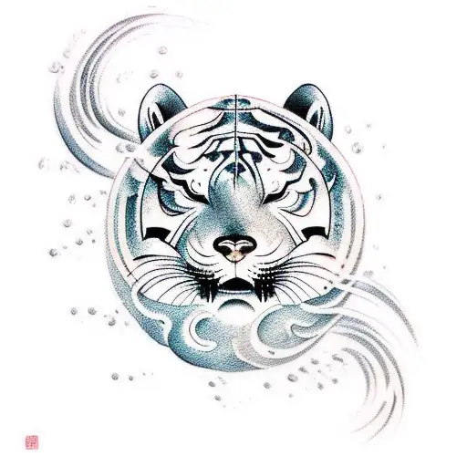 water tiger tattoo design idea