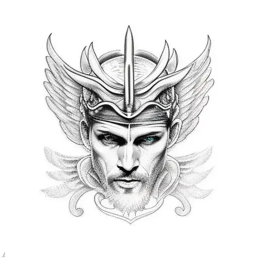 devil with halo and wings tattoo design idea