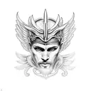 devil with halo and wings tattoo design idea