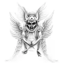 devil with halo and wings tattoo design idea