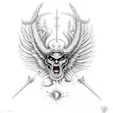 devil with halo and wings tattoo design idea