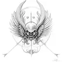 devil with halo and wings tattoo design idea