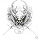 devil with halo and wings tattoo design idea