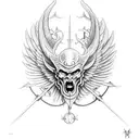 devil with halo and wings tattoo design idea