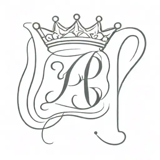 initials KP with crown on top tattoo design idea
