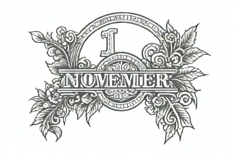roman numerals of November 21 with the word pong tattoo design idea