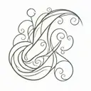 An abstract wave design with Polynesian tribal patterns and celestial tattoo design idea