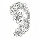 An intricate Polynesian sleeve tattoo featuring various ocean elements like waves, sharks, and fish, with Celeste's birth flower incorporated into the design tattoo design idea