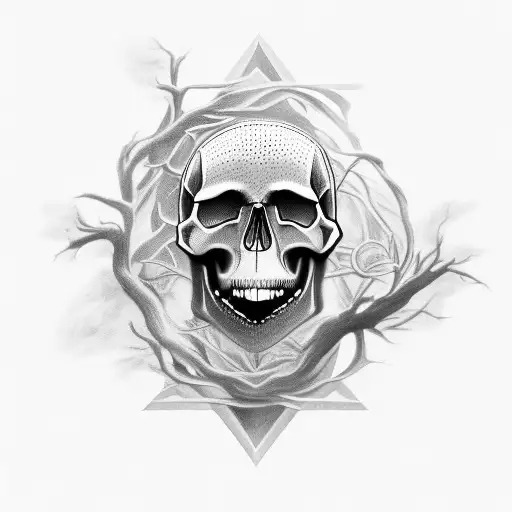 space, tree of life, skull tattoo design idea