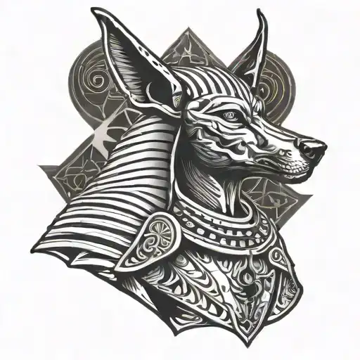 anubis holding egyptian cross tattoo design idea