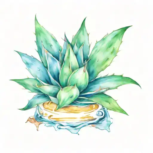 agave plant with tequila shot with lime slice cut tattoo design idea