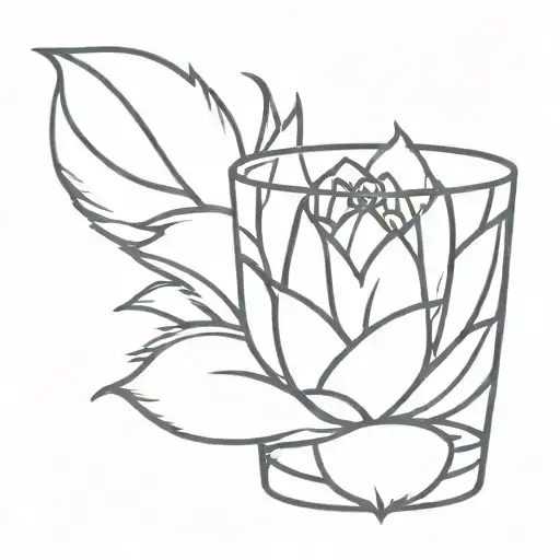 blue agave with tequila shot glass tattoo design idea