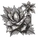 agave plant with tequila shot with lime slice cut tattoo design idea