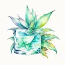 agave plant with tequila shot with lime slice cut tattoo design idea