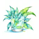 agave plant with tequila shot with lime slice cut tattoo design idea